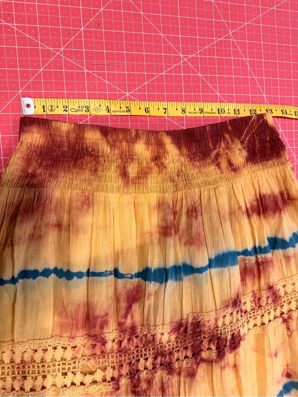 Earthbound Trading Co Tie Dye Boho Maxi Skirt Small Lace Tiered - Picture 4 of 8